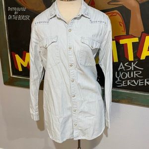 Lucky Brand Pearl Snap Boyfriend Western Shirt